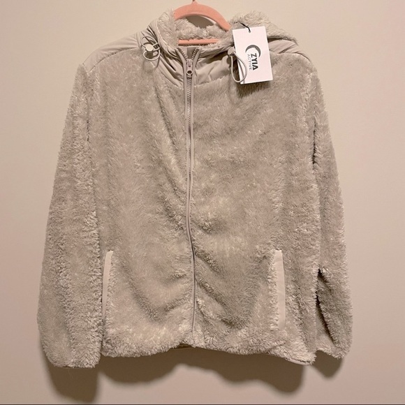 NWT Zyia Active Storm Sherpa Block Zipper Jacket in Storm (Light Grey) - Picture 2 of 4
